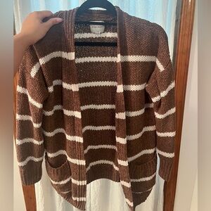 Brown and white striped cardigan